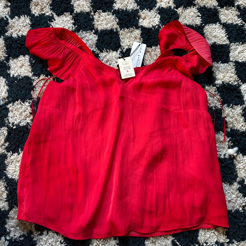 Current Air SWEETHEART NECK PLEATED top red new